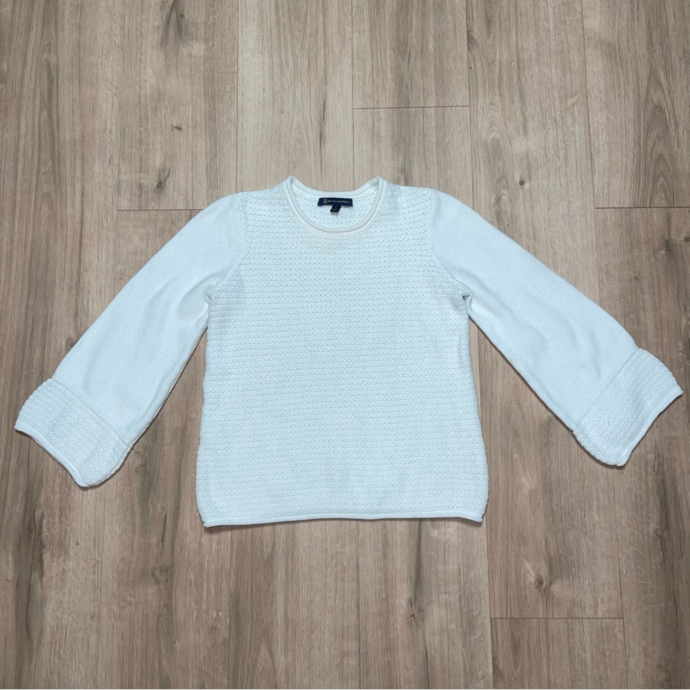 Brooks Brothers Women's Cotton Blend White Knit Crew Neck Sweater Size Small